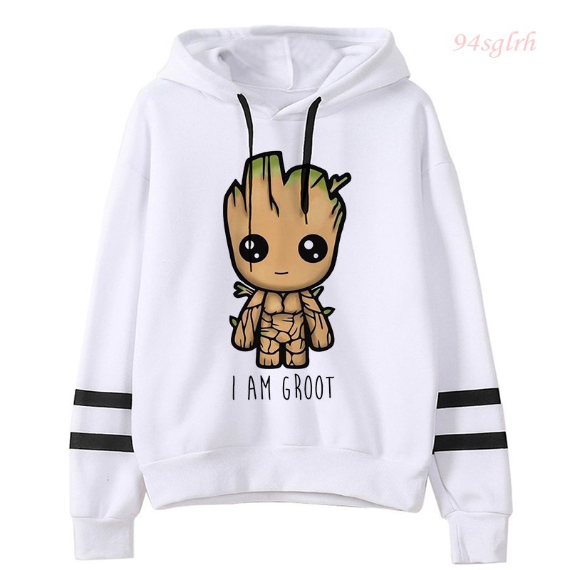 Kawaii Baby Groot Print Hoodie Women Harajuku Fashion Streetwear I Am Groot Funny Cartoon Graphic Sweatshirt Unisex Tops Female